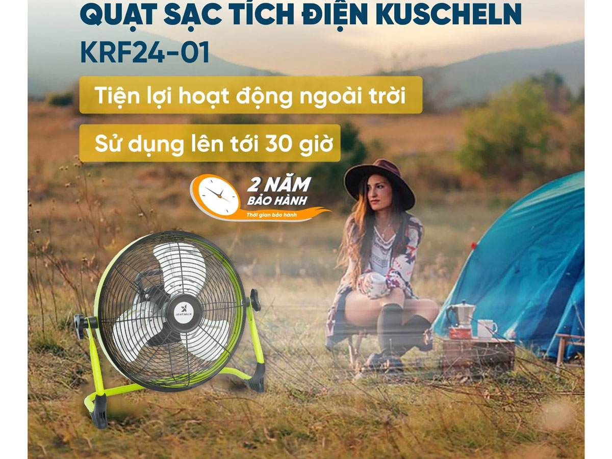 Quạt sạc tích điện Kuscheln KRF24-01