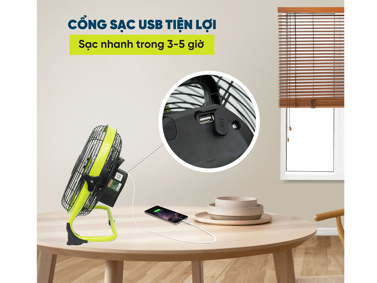 Quạt sạc tích điện Kuscheln KRF24-01