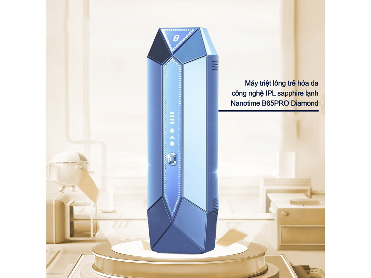 Máy triệt lông trẻ hóa da công nghệ IPL Sapphire lạnh pin sạc NanoTime B65PRO-Diamond Blue