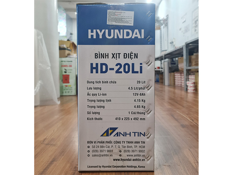 Bình xịt điện đảo thuốc Hyundai HD-20LI (20 lít, 8AH)