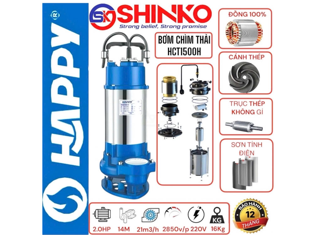 Máy bơm chìm nước thải Happy HCT1500H