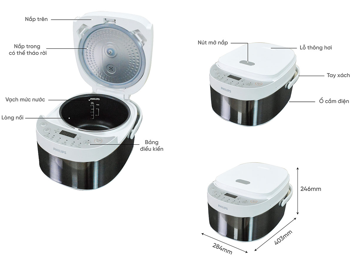 Nồi cơm điện mini Philips 0.85 lít HD3170/66