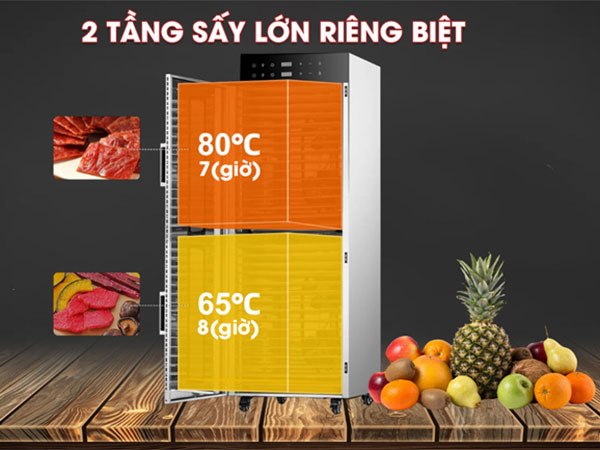 Tủ sấy khô thực phẩm công nghiệp NewSun 2 lớp 32 khay SS-32H