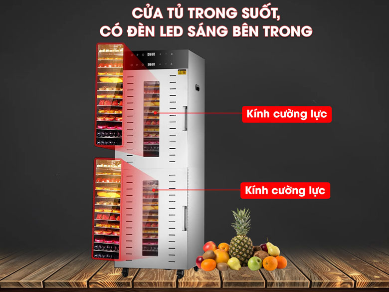 Tủ sấy khô thực phẩm công nghiệp NewSun 2 lớp 32 khay SS-32H