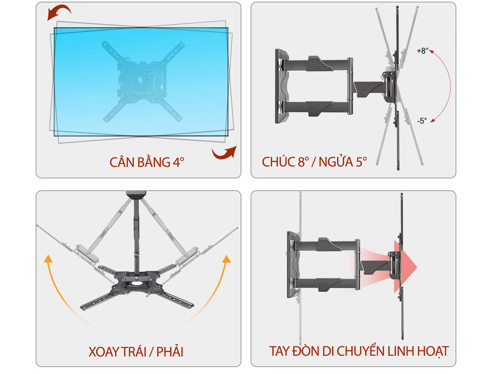 Giá treo Tivi Ergotek E85 - Xoay đa năng (32 inch - 65 inch)