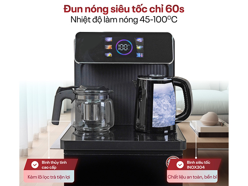 Cây nước nóng lạnh kết hợp bàn pha trà, cafe Fujihome TB815