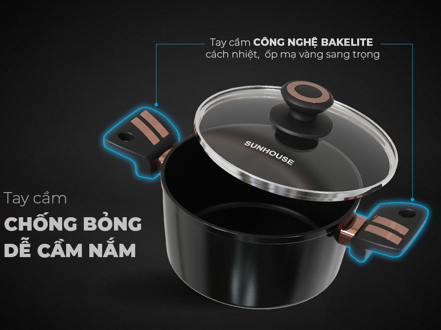 Bộ nồi chống dính Ultra Titanium Sunhouse ST2210B