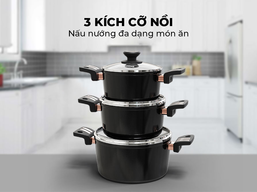 Bộ nồi chống dính Ultra Titanium Sunhouse ST2210B