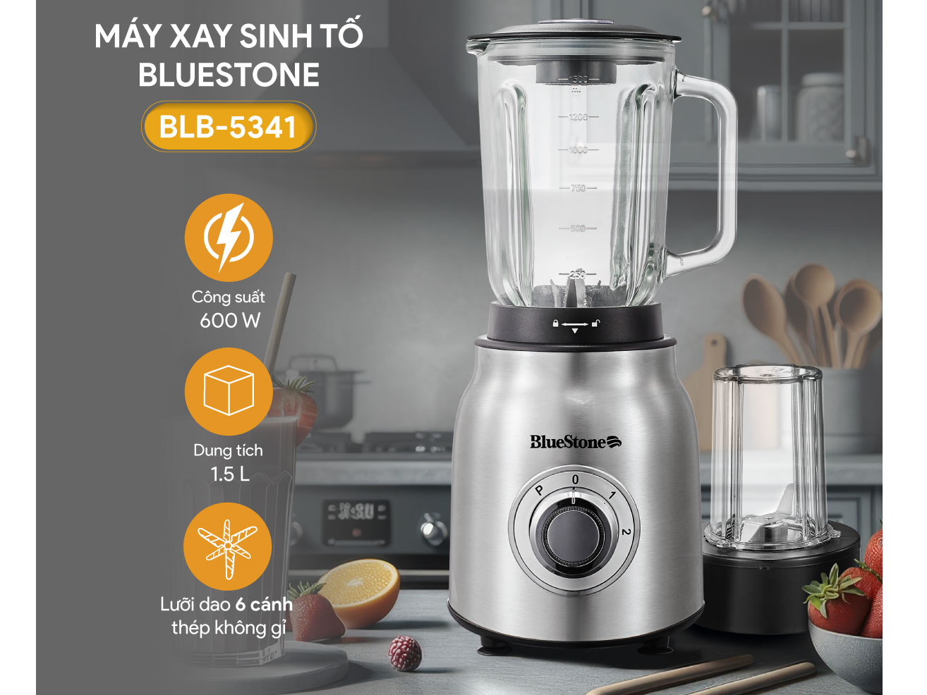 Máy xay sinh tố BlueStone BLB-5341 (1.5 lít, 600W)