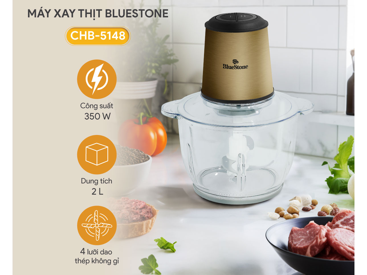 Máy xay thịt BlueStone CHB-5148 - 350W, 2 lít