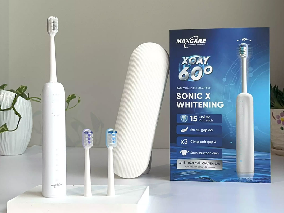 Bàn chải điện Maxcare Sonic X Whitening xoay 60 độ