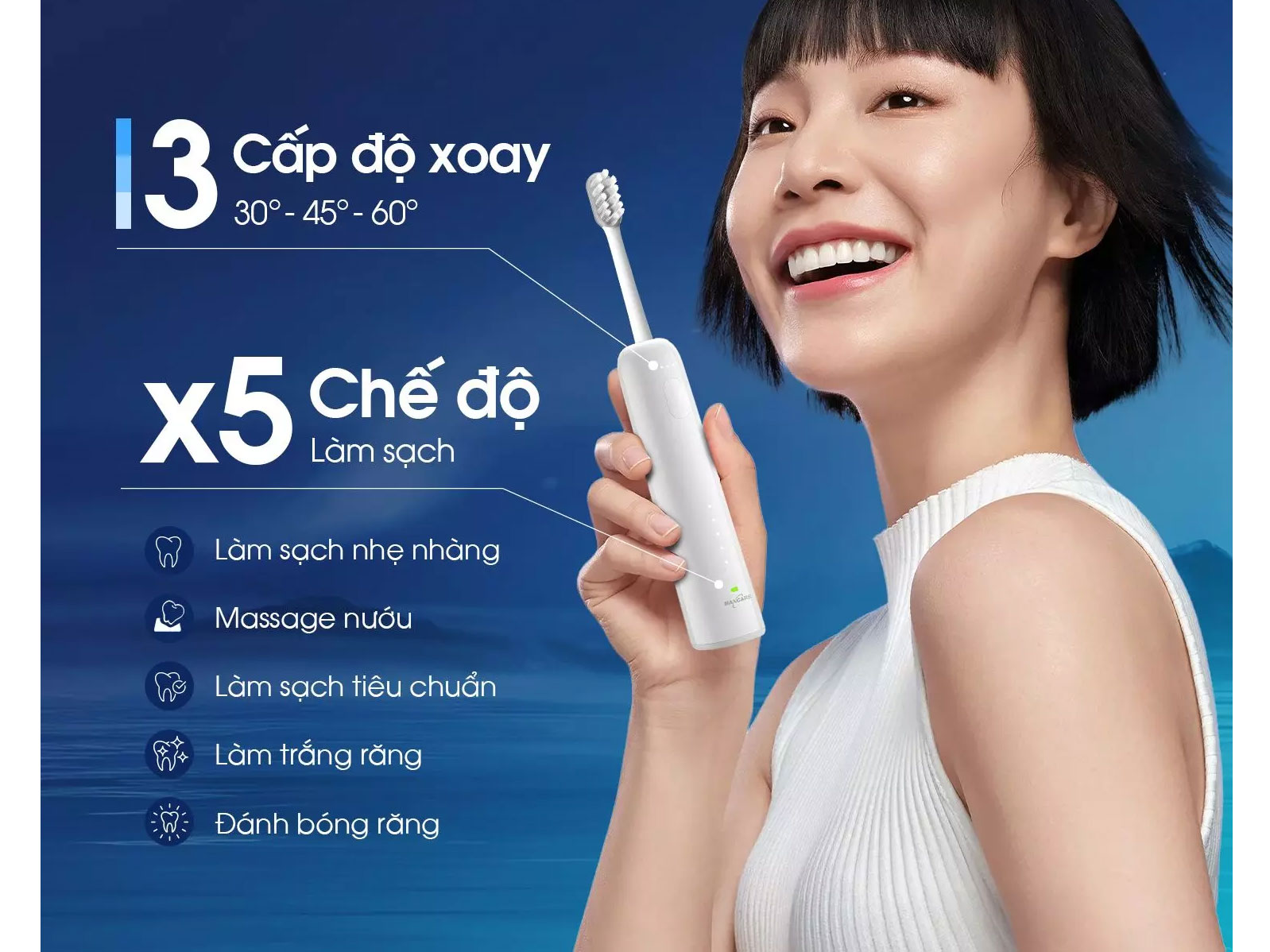 Bàn chải điện Maxcare Sonic X Whitening xoay 60 độ