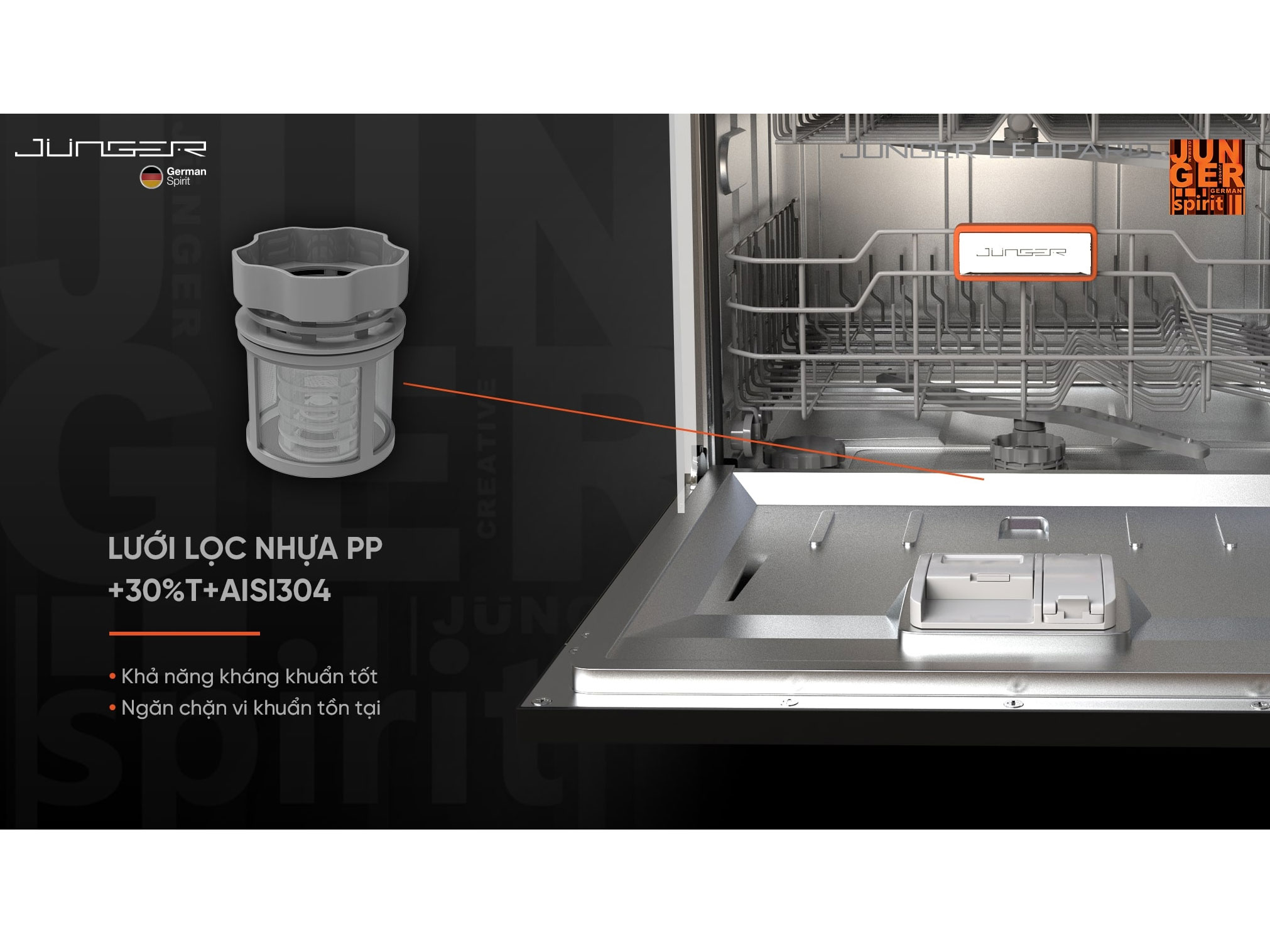 Máy rửa bát Junger Leopard DWJ-136-VG