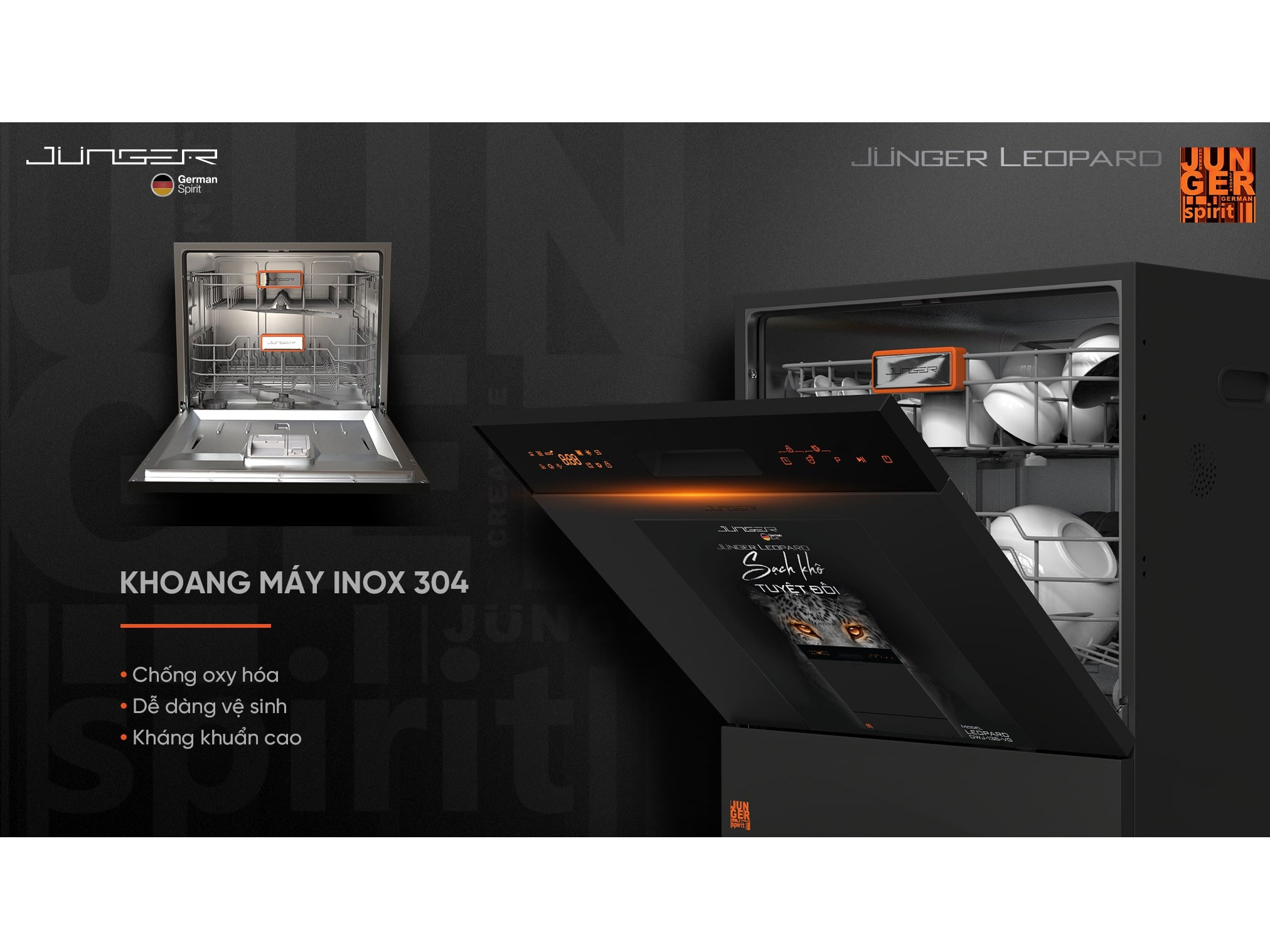 Máy rửa bát Junger Leopard DWJ-136-VG