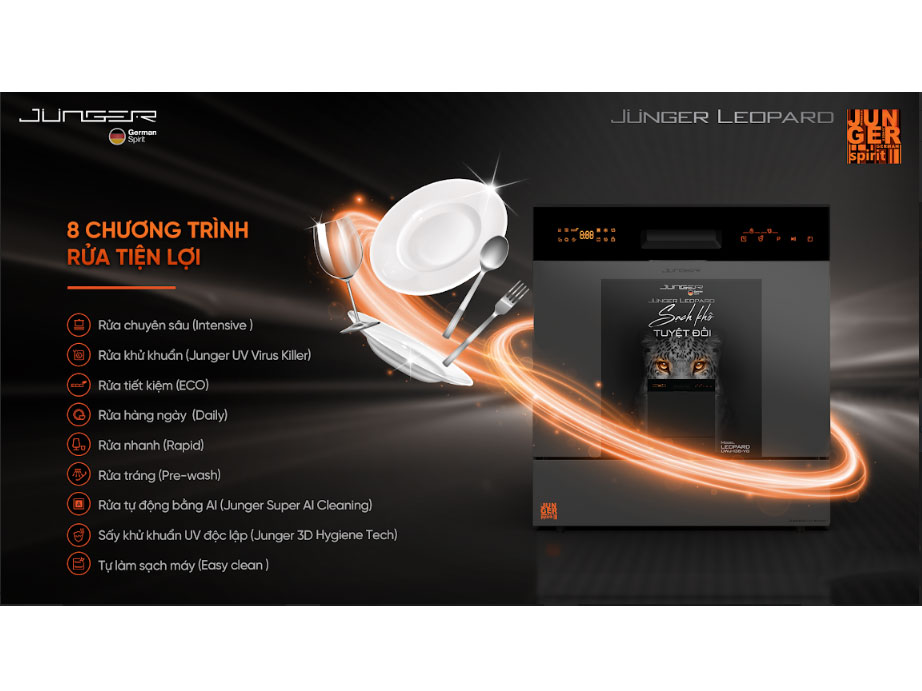 Máy rửa bát Junger Leopard DWJ-136-VG