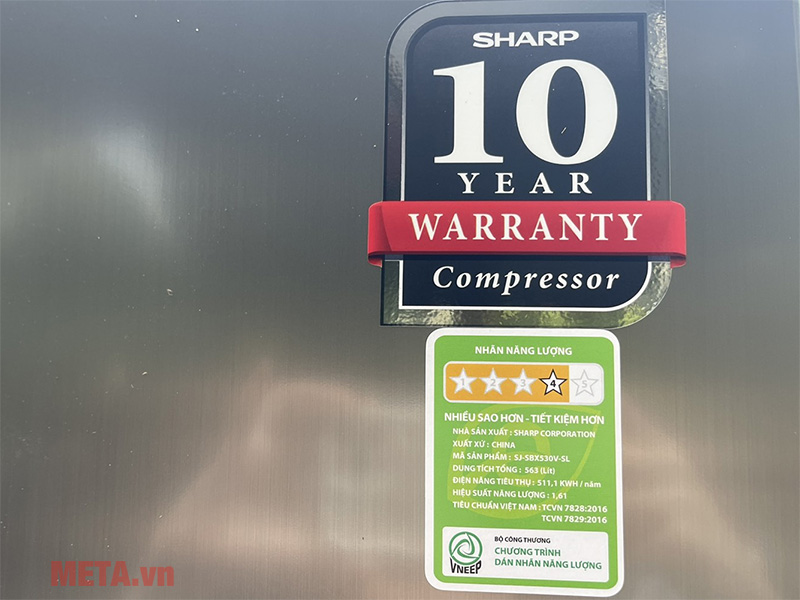 Tủ lạnh side by side Sharp Inverter 532 lít SJ-SBX530V-SL