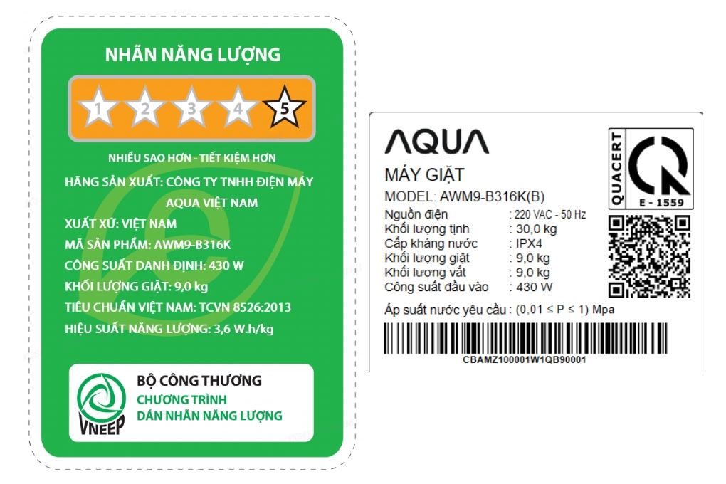 Máy giặt Aqua Inverter AWM9-B316K(B) - 9kg