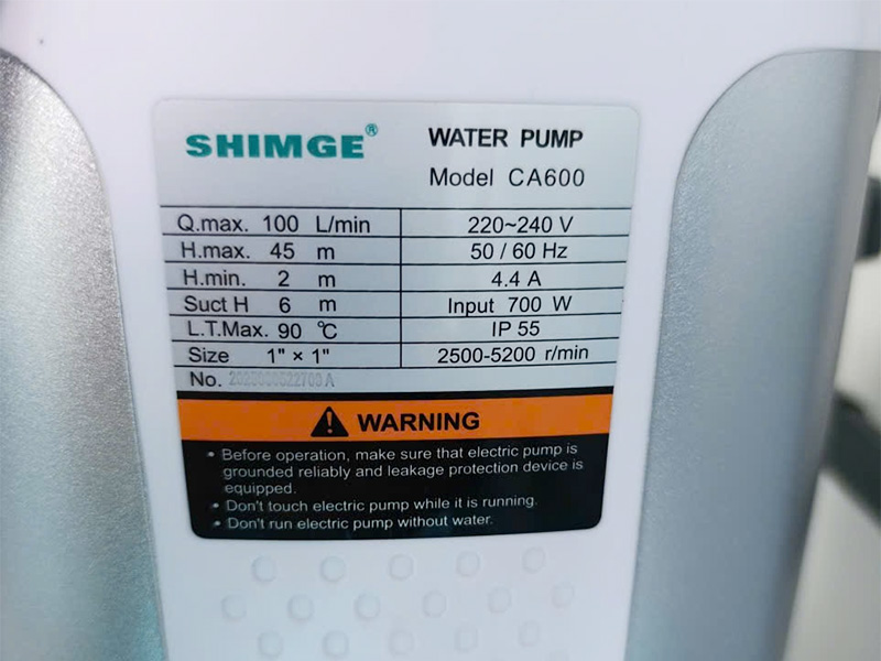 Máy bơm tăng áp biến tần Shimge CA600 nam châm vĩnh cửu thông minh