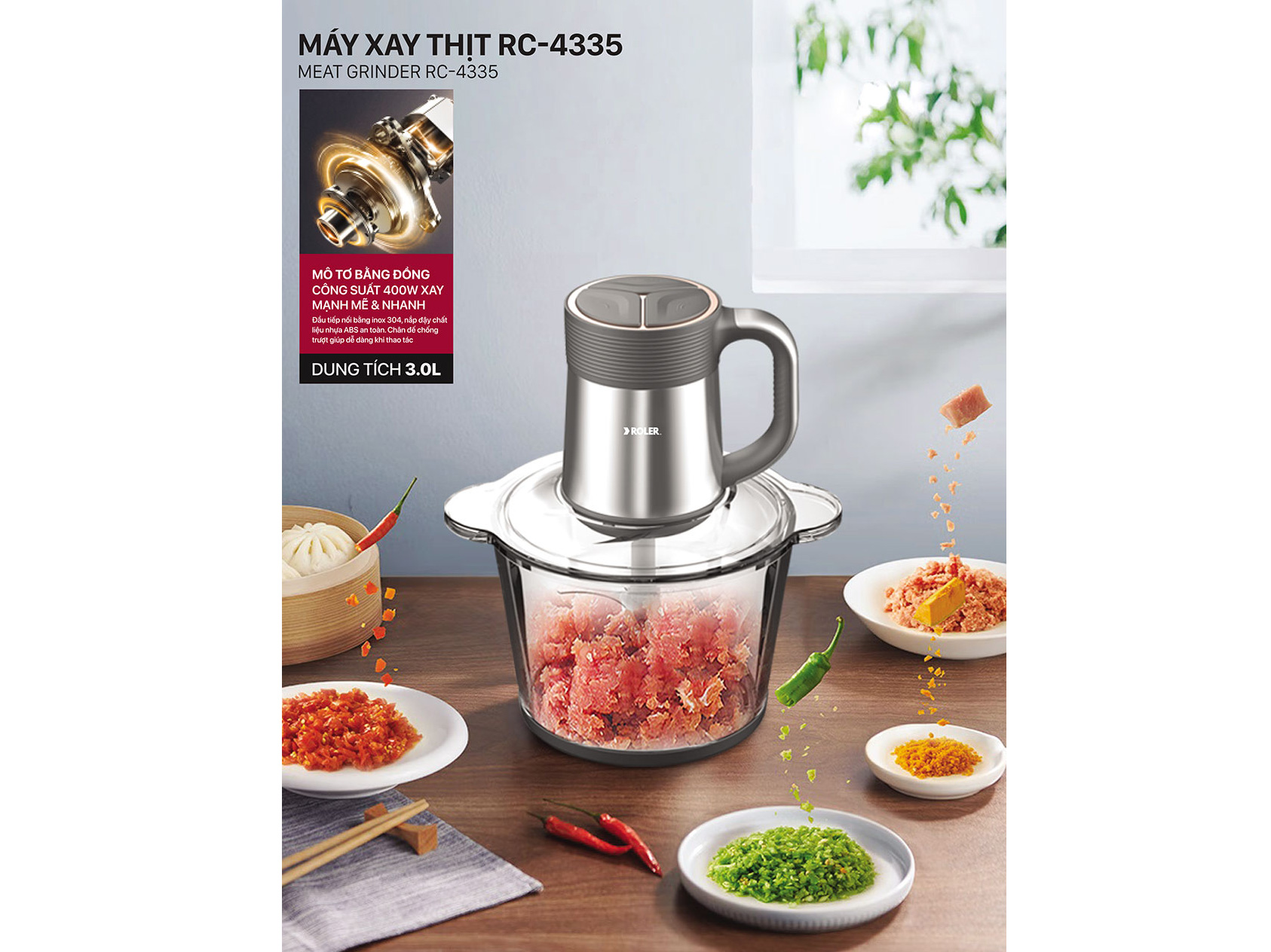 Máy xay thịt đa năng Roler RC-4335