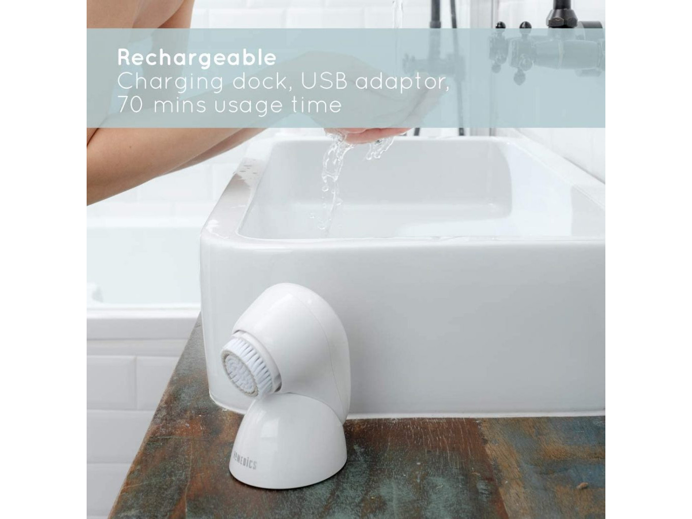 Máy rửa mặt siêu âm 3D và phân tích da Homedics FAC-700-EU