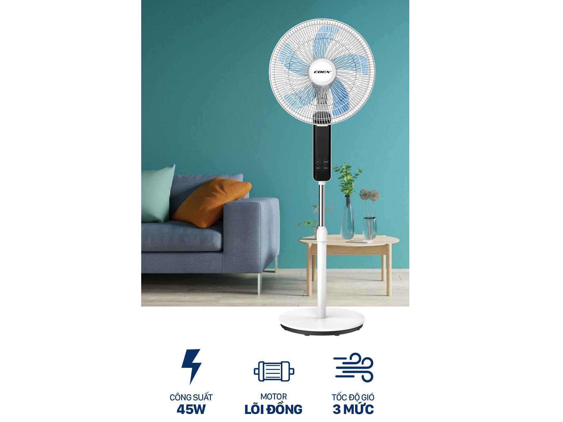 Quạt cây 5 cánh Coex CF-7120A (Điều khiển từ xa)