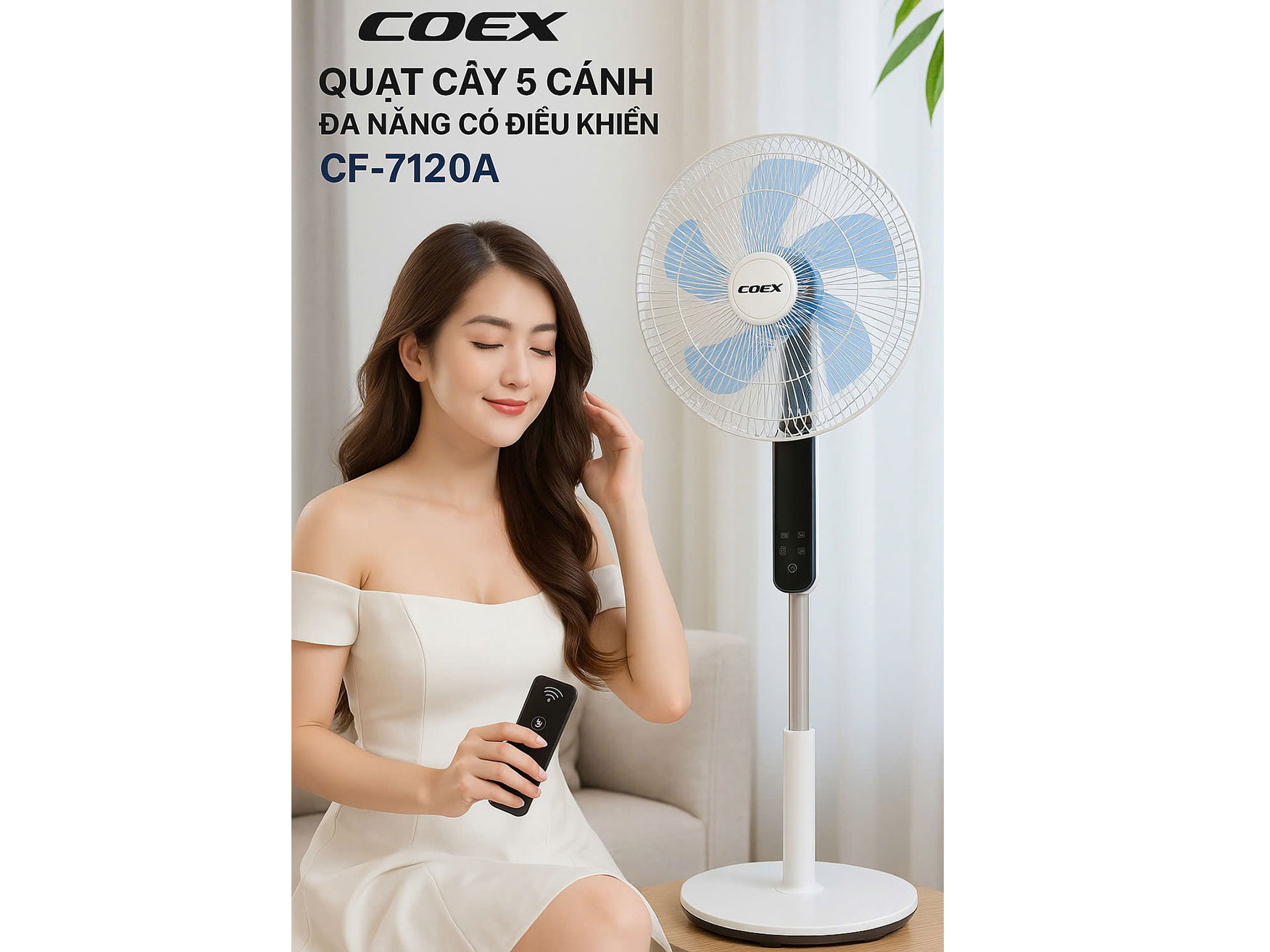 Quạt cây 5 cánh Coex CF-7120A (Điều khiển từ xa)