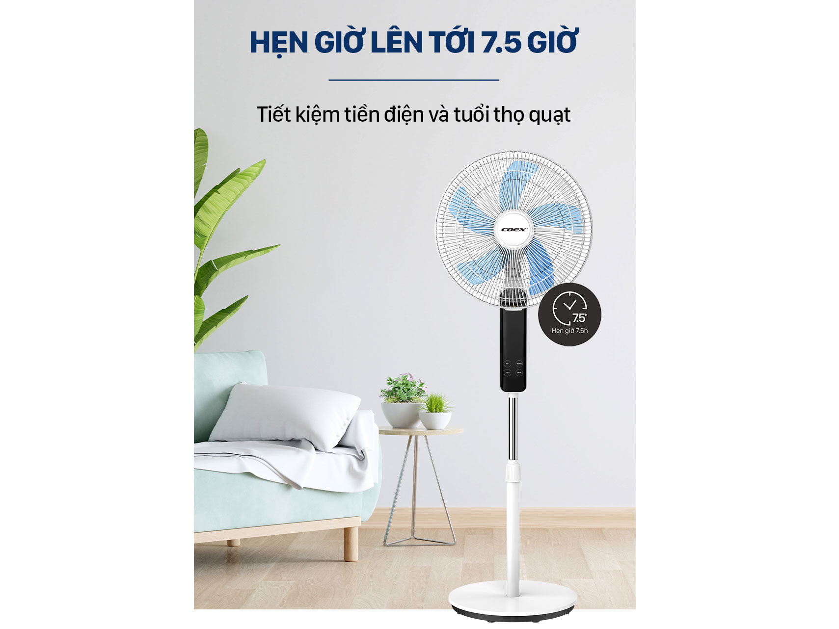 Quạt cây 5 cánh Coex CF-7120A (Điều khiển từ xa)
