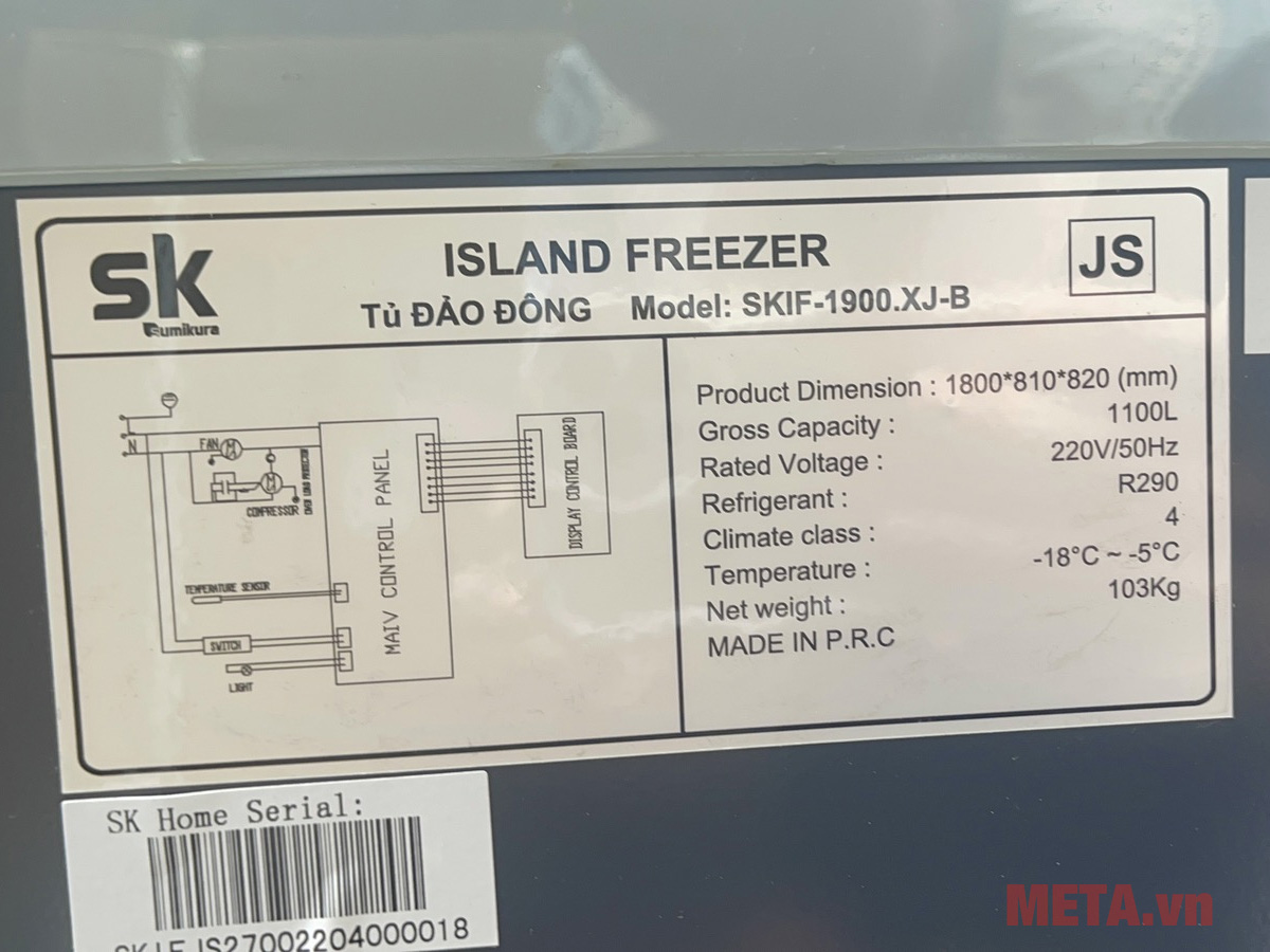 Tủ đông kính lùa Sumikura 700 lít SKIF-1900XJ-B