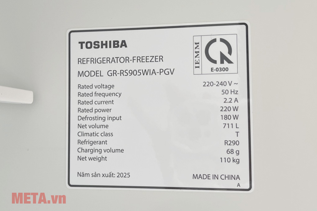 Tủ lạnh Toshiba Inverter Side By Side GR-RS905WIA-PGV(22)-XK - 711 lít
