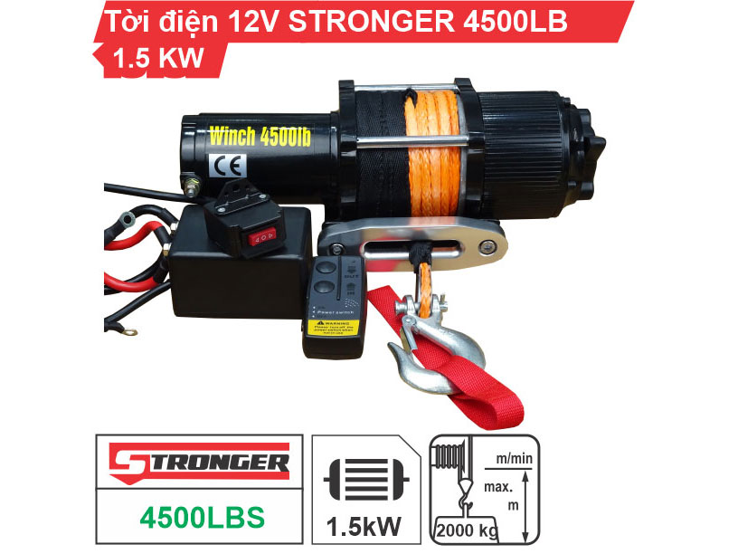 Tời điện Stronger 4500LBS (12V)