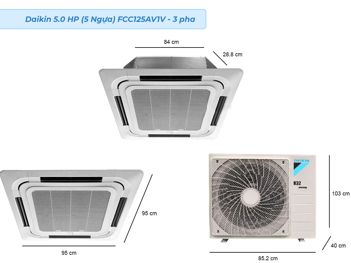 Điều hòa âm trần Daikin 42.000 BTU 1 chiều FCC125AV1V/RC125AGY1V