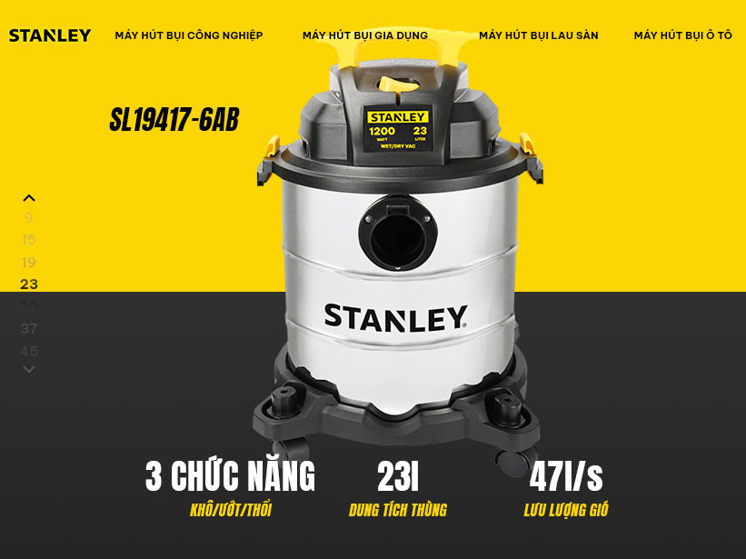 Máy hút bụi công nghiệp 3 chức năng Stanley SL19417-6AB (23 lít)
