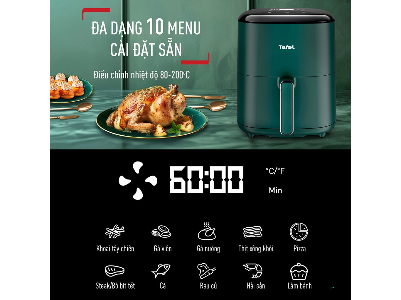 Nồi chiên không dầu điện tử Tefal Easy Max EY245310 - 5 lít