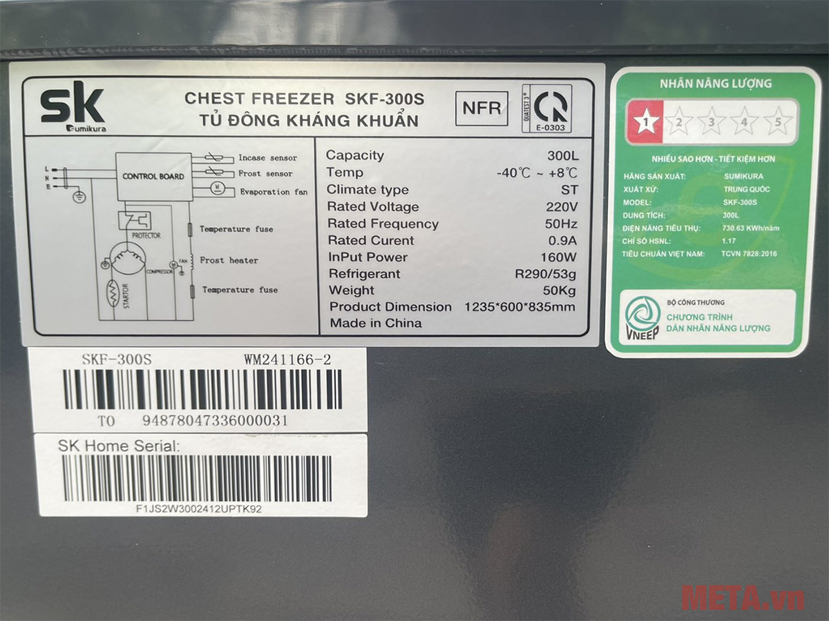 Tủ đông không đóng tuyết Sumikura SKF-300S/NFR - 300 lít