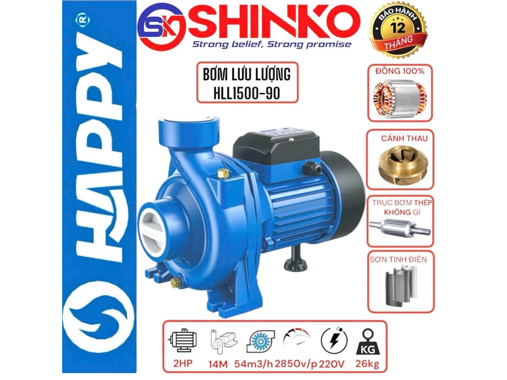 Máy bơm nước lưu lượng 1.5kW Happy HLL1500-90H