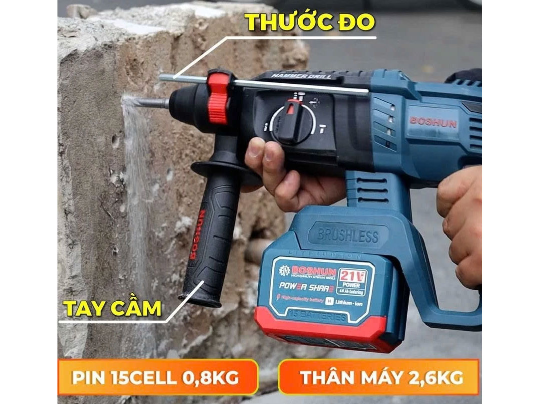 Máy khoan bê tông dùng pin Boshun BS-R2803H (2 pin, 1 sạc)