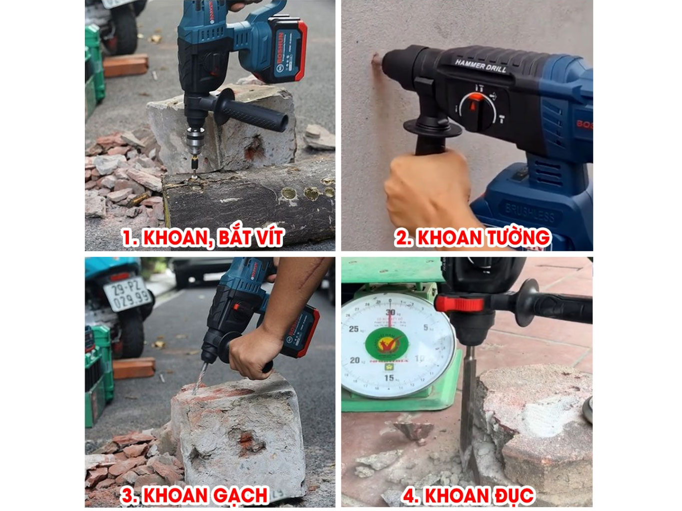 Máy khoan bê tông dùng pin Boshun BS-R2803H (2 pin, 1 sạc)