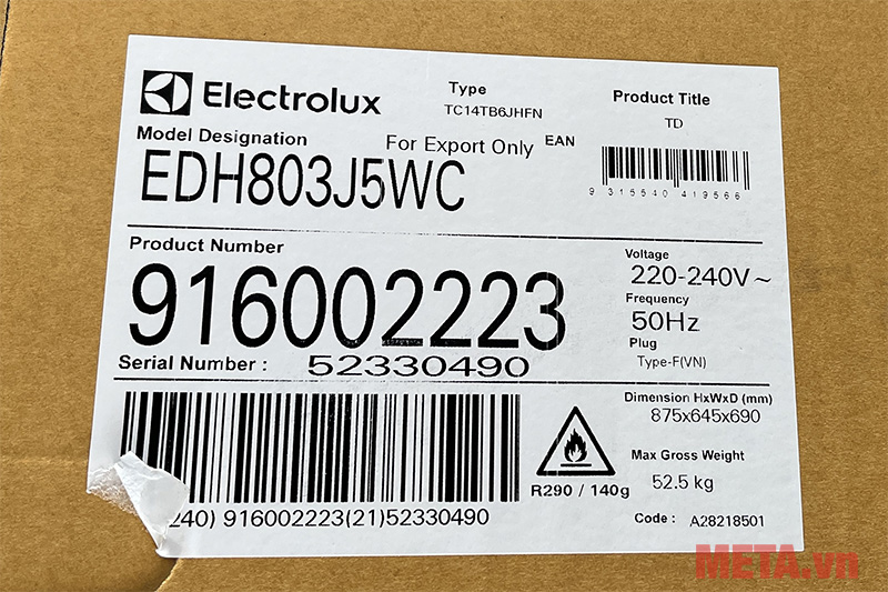 Máy sấy bơm nhiệt Electrolux UltimateCare 8kg EDH803J5WC
