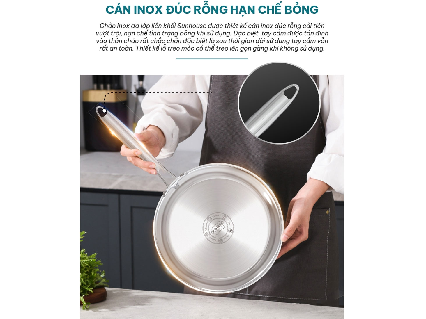 Chảo inox đa lớp Sunhouse IN20M6E