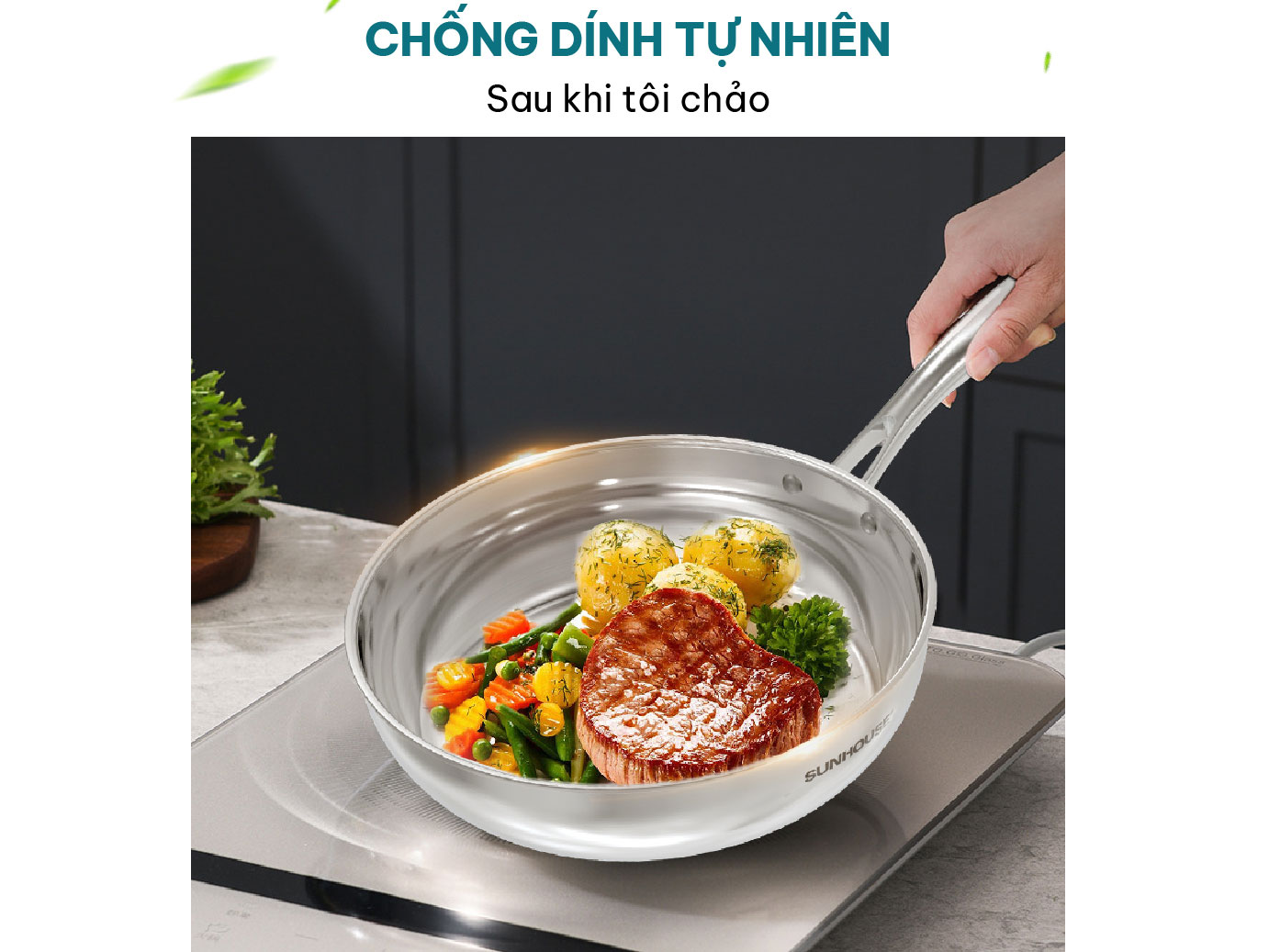 Chảo inox đa lớp Sunhouse IN20M6E