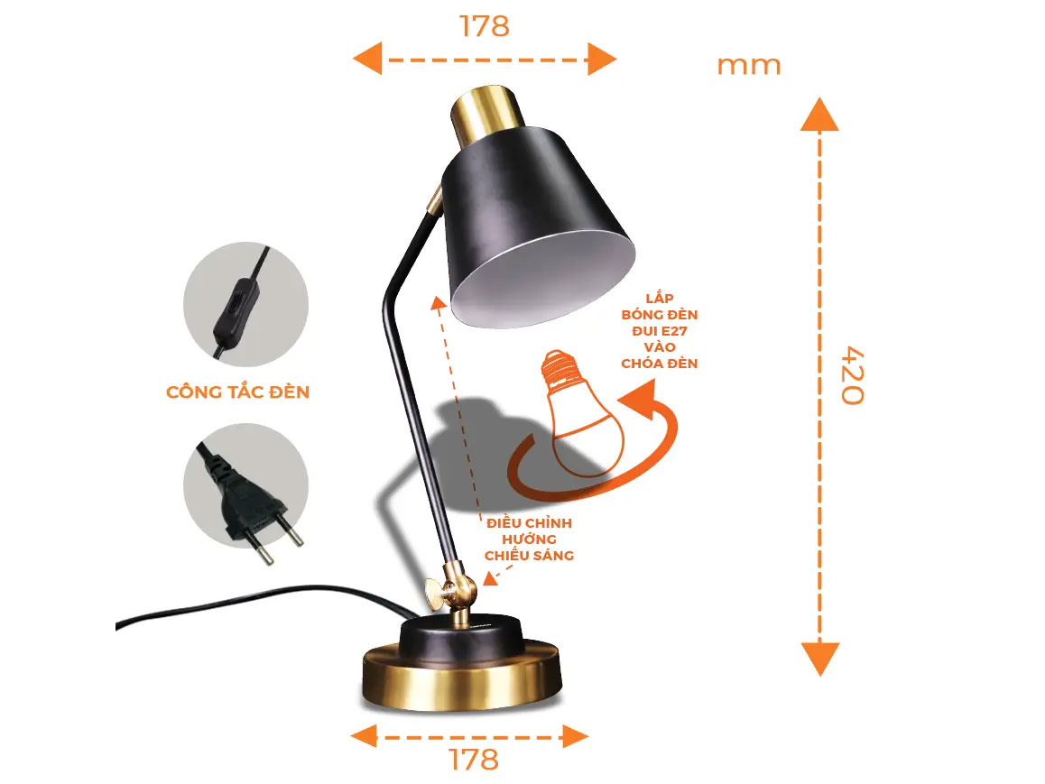 Đèn bàn cổ điển Nanoco NDKC04IB