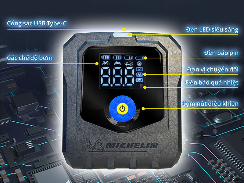 Máy bơm lốp không dây công suất cao Michelin M2567