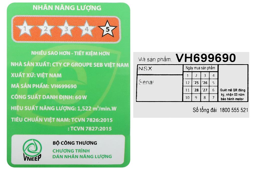 Quạt đứng Tefal VH699690 7 cánh, 60W