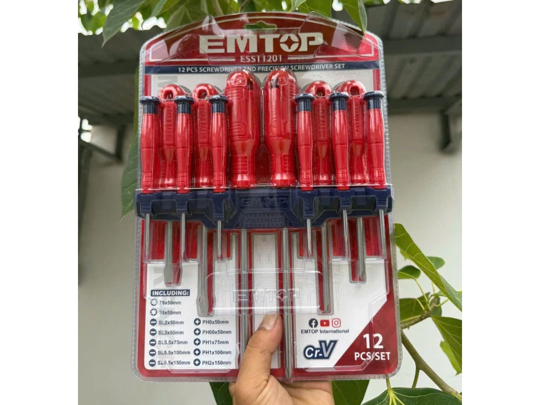 Bộ 12 tua vít chiếc và tua vít chính xác Emtop ESST1201