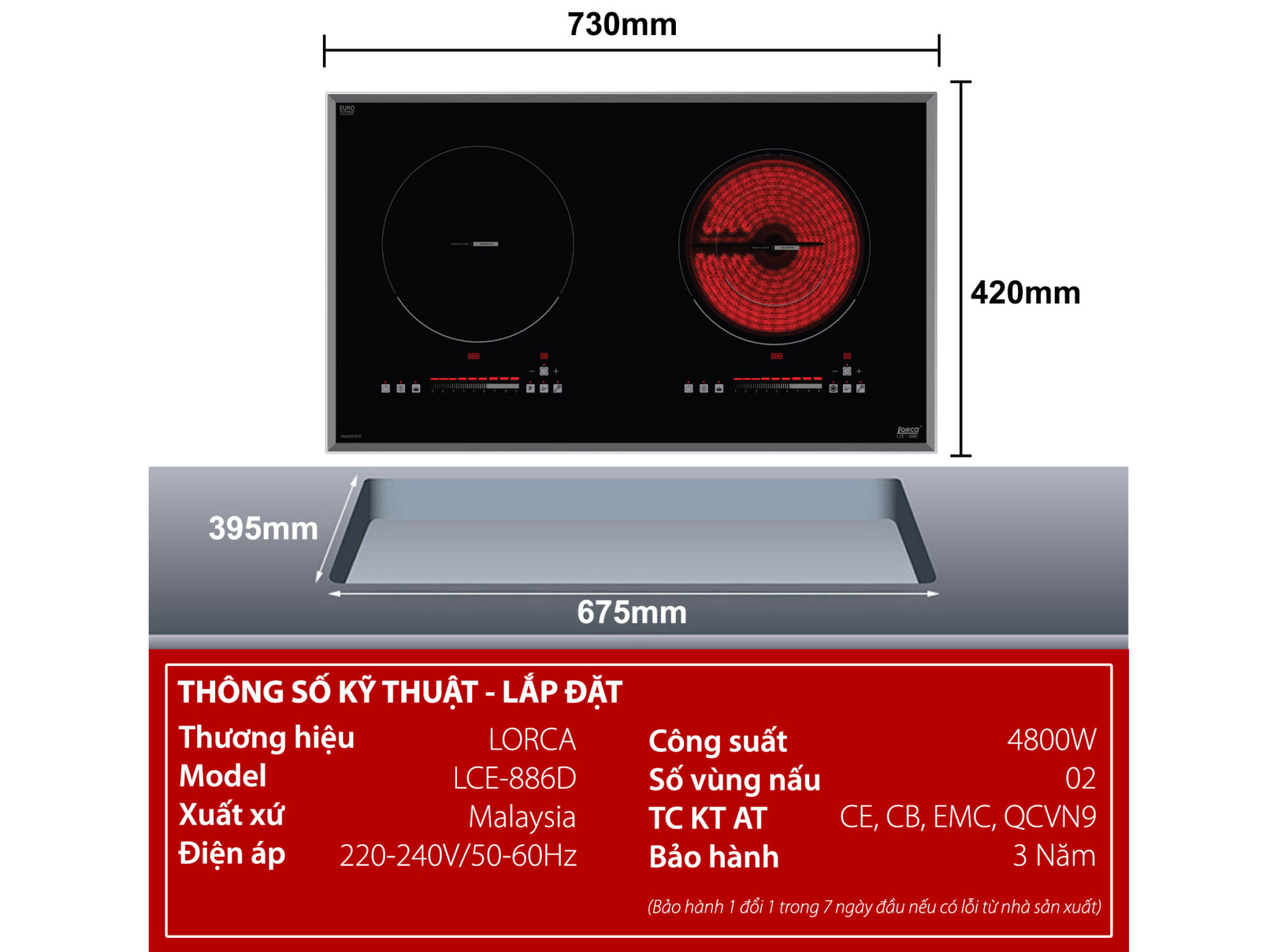 Bếp từ đôi Lorca LCE-886D
