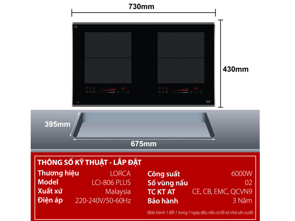 Bếp từ đôi Lorca LCI-806 Plus