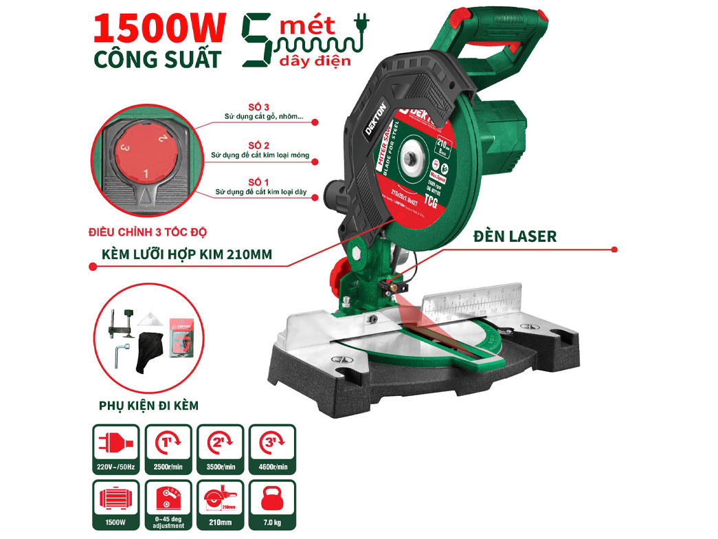 Máy cắt nhôm Dekton DK-CN210PLUS - 210mm