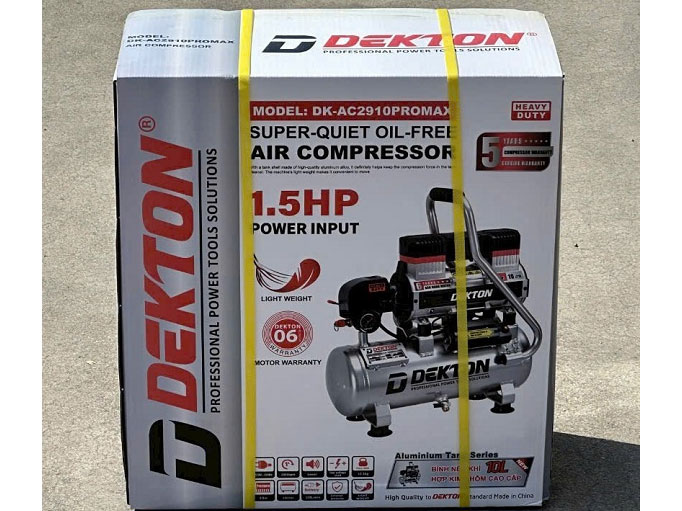 Máy nén khí không dầu Dekton DK-AC2910PROMAX (1.5HP, 10 lít, bình hợp kim nhôm)