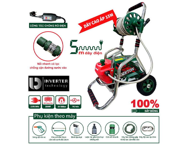 Máy xịt rửa chỉnh áp Dekton DK-CWR3001PROMAX