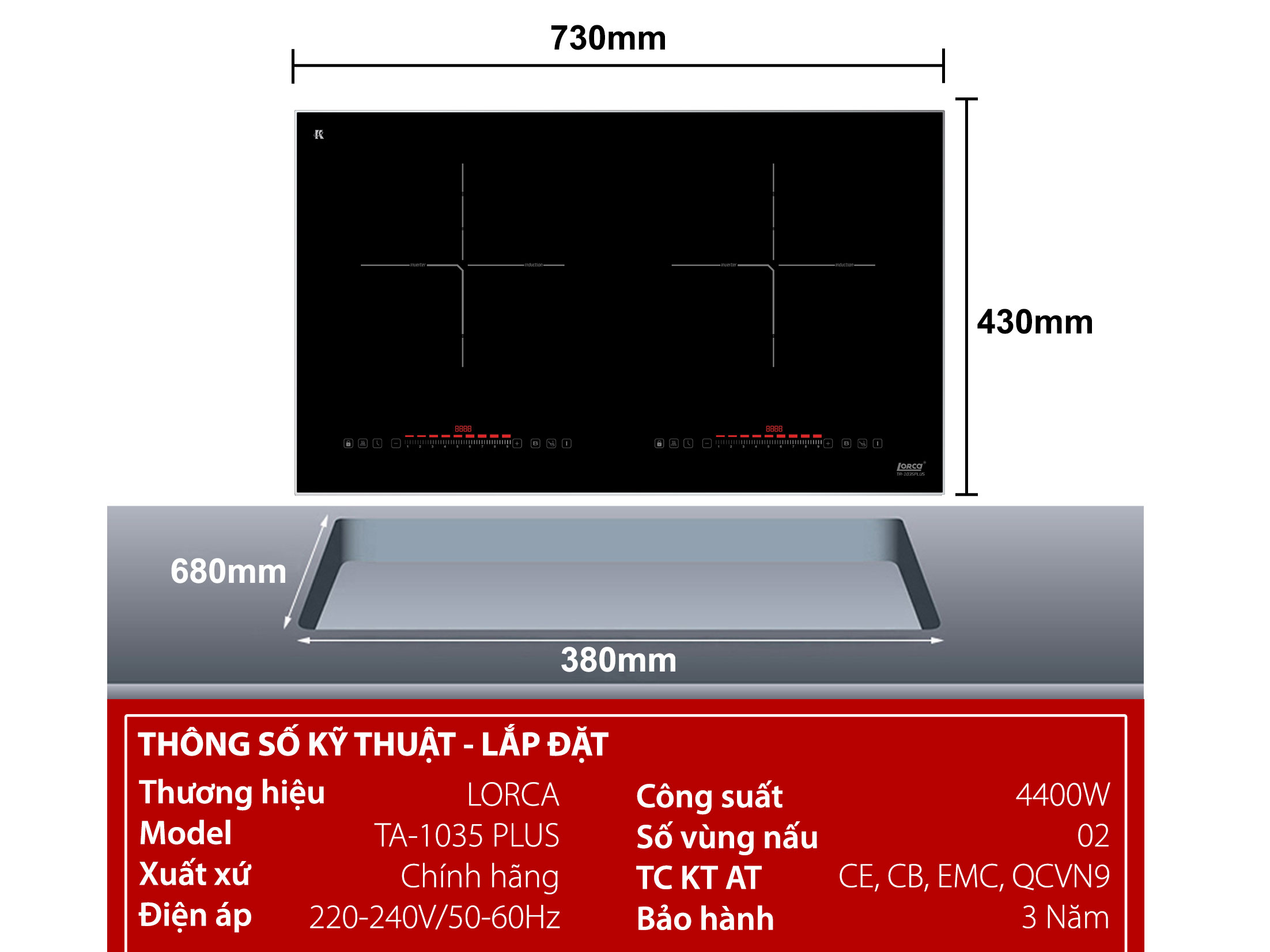 Bếp từ đôi Lorca TA-1035 PLUS